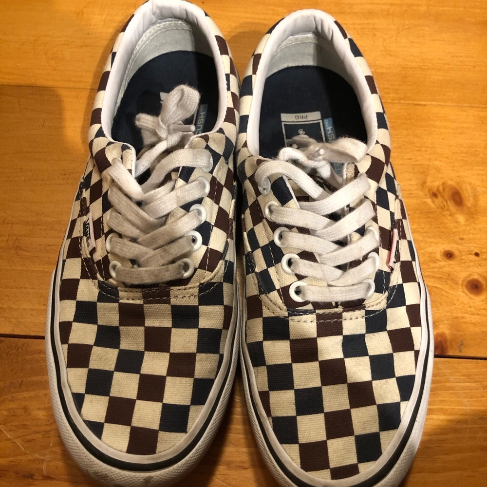 Vans Maroon and Blue checkered authentic PROS